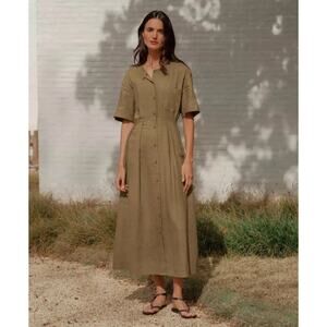 Jenni Kayne‎ Linen Button Down Day Maxi Dress Size XXL Khaki Casual Boho Chic